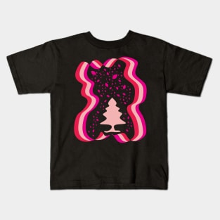 Evergreen Tree Illustration Pink Kids T-Shirt